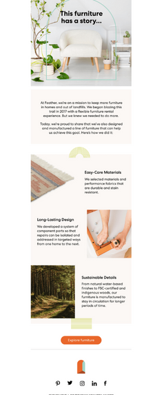Feathers email design