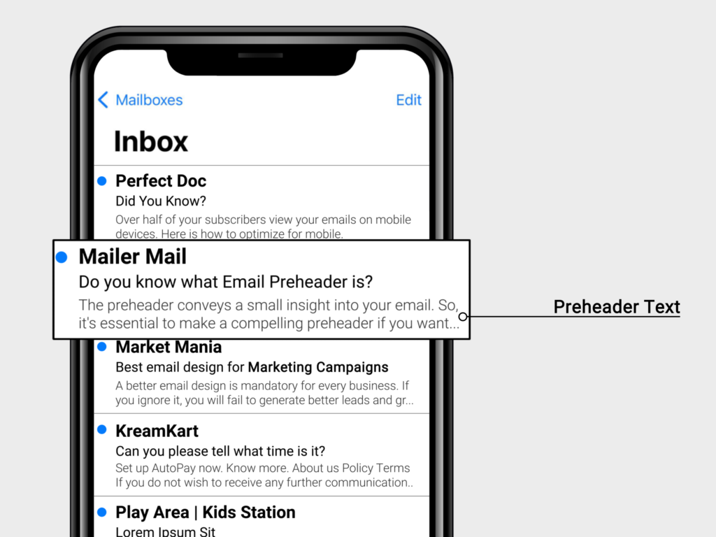 specification for pre header