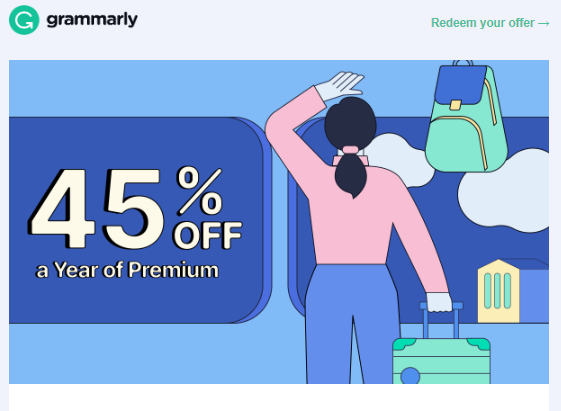 grammarly discount banner