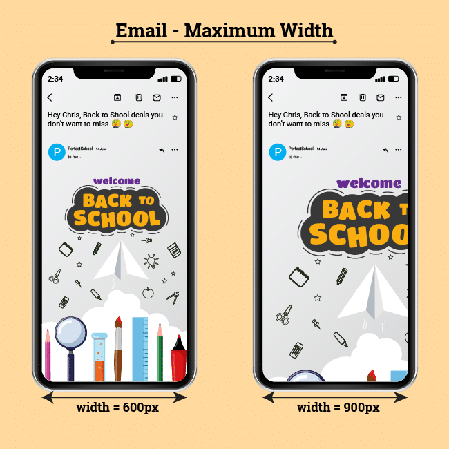 email design in different width