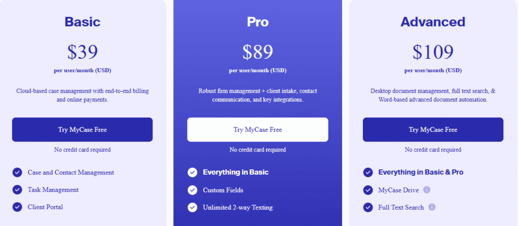 MyCase pricing